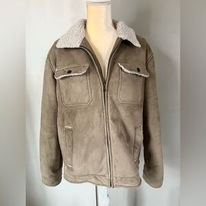 Covington Woman’s Tan Faux Suede Sherpa Lined Barn Style Jacket Size Medium